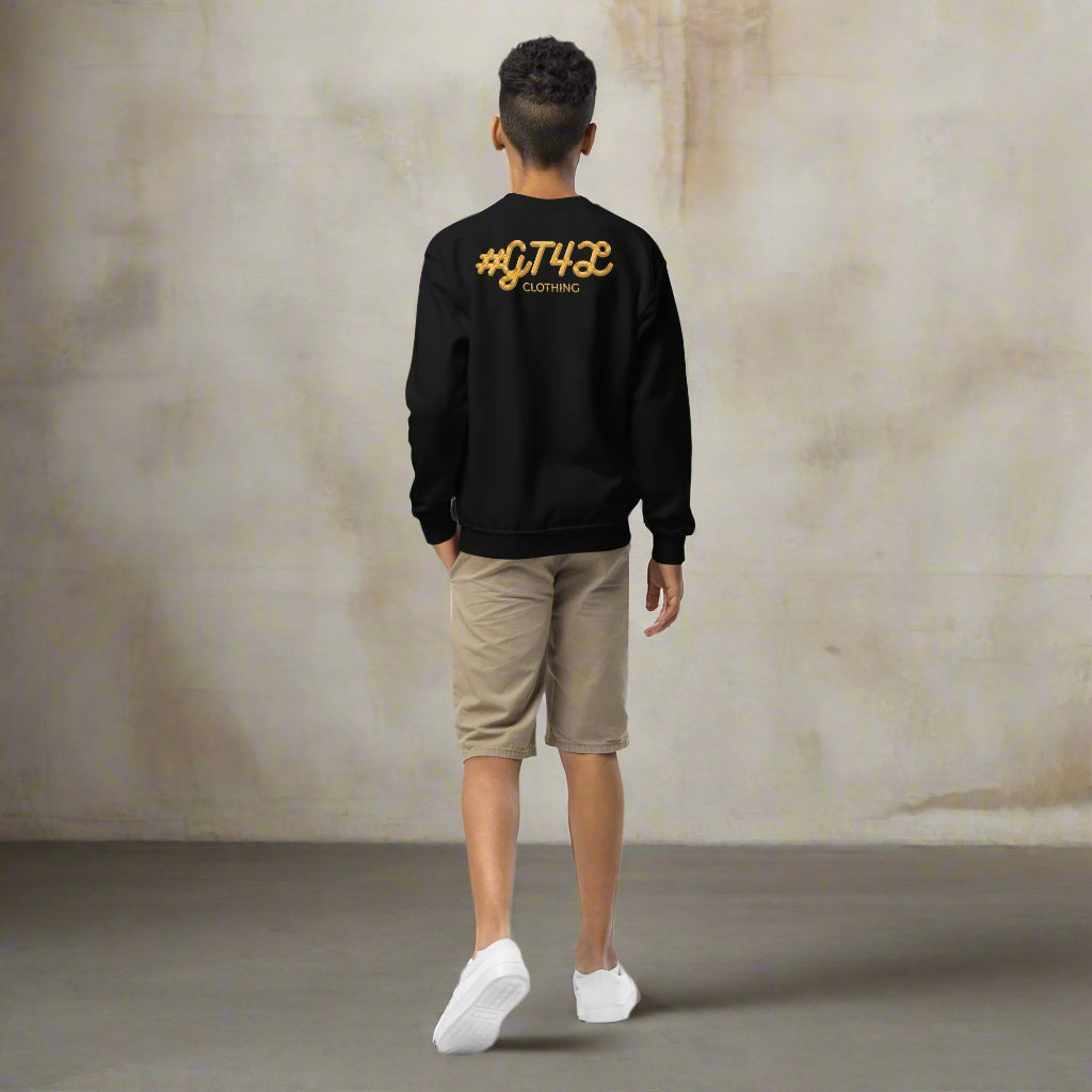 #GT4L youth-crew-neck-sweatshirt-black-back-67cc4aaae5bcb