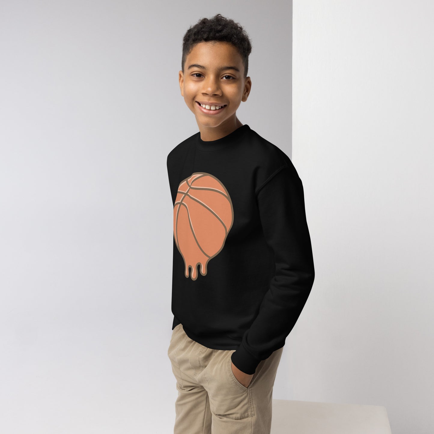 #GT4L youth-crew-neck-sweatshirt-black-left-front-67cc4aaae5b07