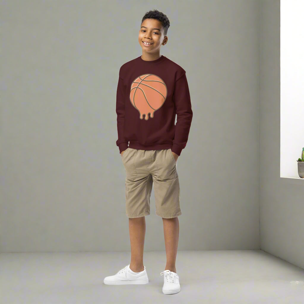 #GT4L youth-crew-neck-sweatshirt-maroon-front-67cc4aaae6140