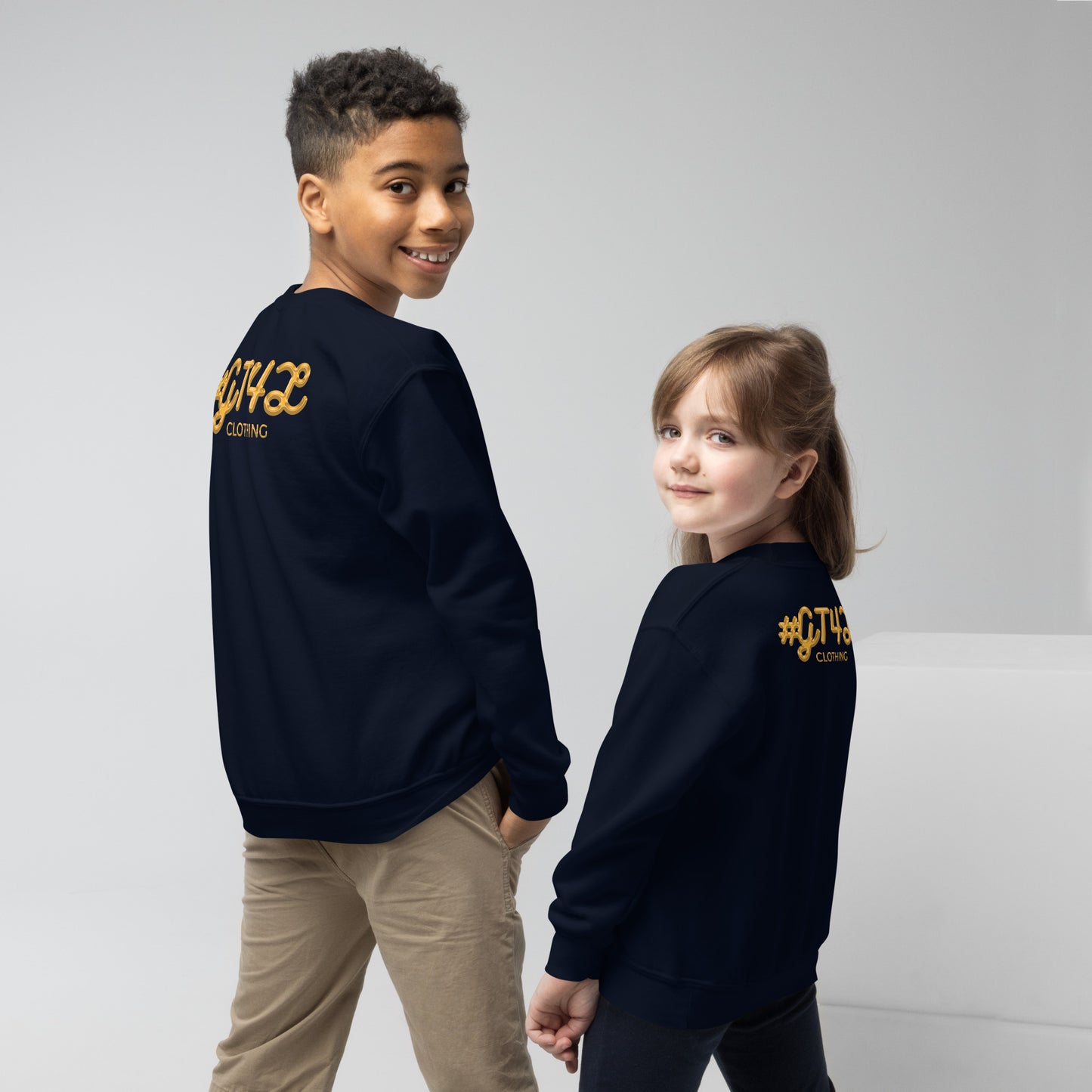 #GT4L youth-crew-neck-sweatshirt-navy-back-67cc4aaae5589