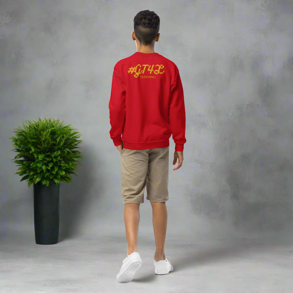 #GT4L youth-crew-neck-sweatshirt-red-back-67cc4aaae695d
