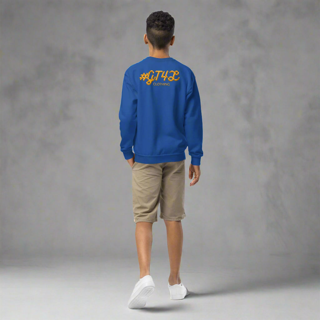 #GT4L youth-crew-neck-sweatshirt-royal-back-67cc4aaae7d78