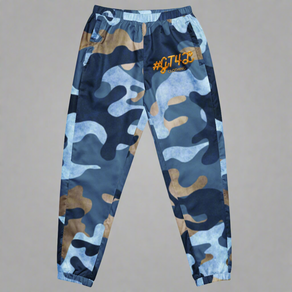 #GT4L Men's Recycled Printed Marine Track pants. Branded Fashion Clothing & Accessories.