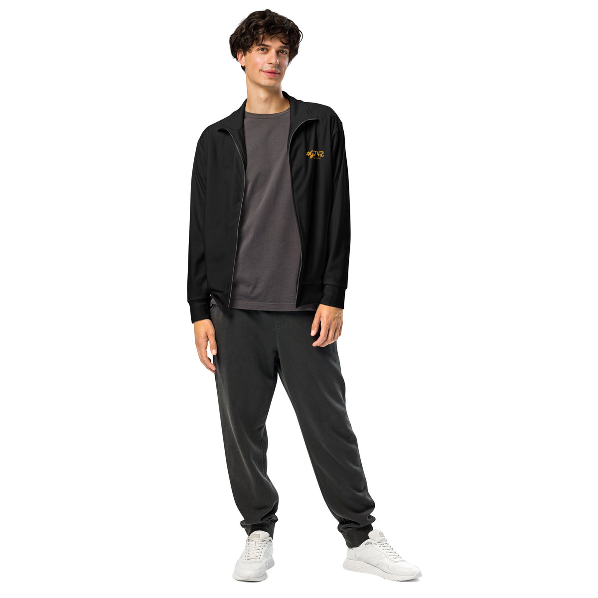 GT4L Men's Recycled Black Track Jacket, view 4