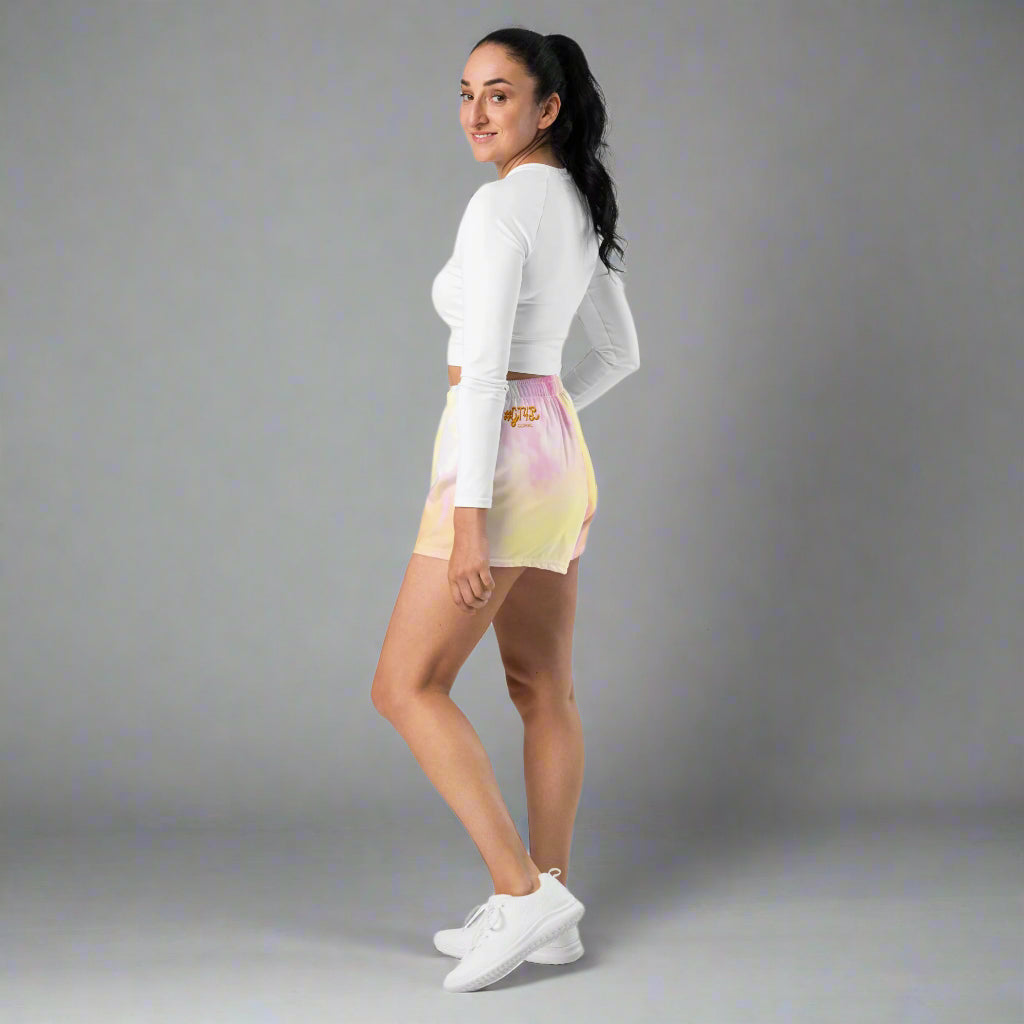 #GT4L all-over-print-unisex-athletic-shorts-white-left-67f632a545484