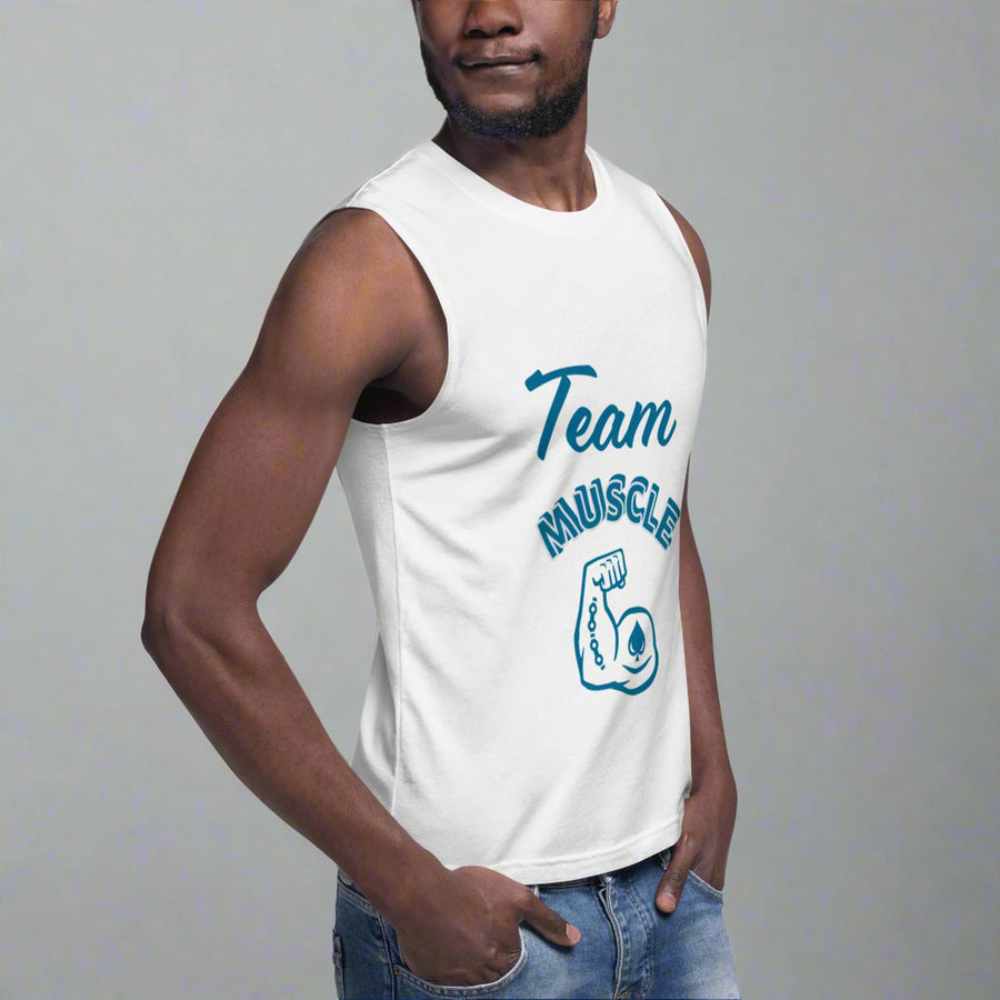GT4L Men's White Muscle Shirt, view 3