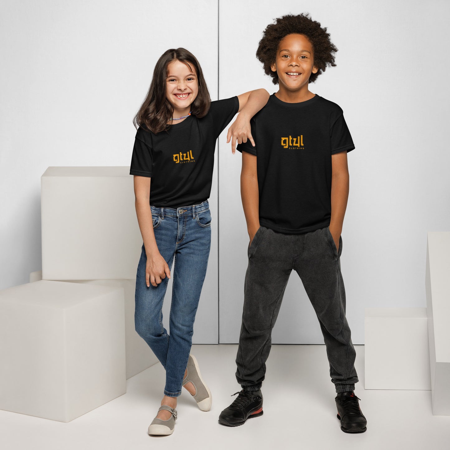 #GT4L youth-sports-tee-black-front-67c08f0631e09