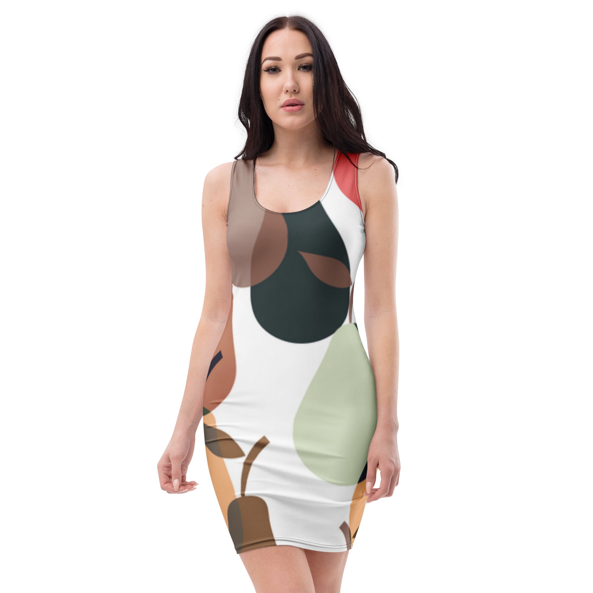 all-over-print-bodycon-dress-abbi=pear's-front-