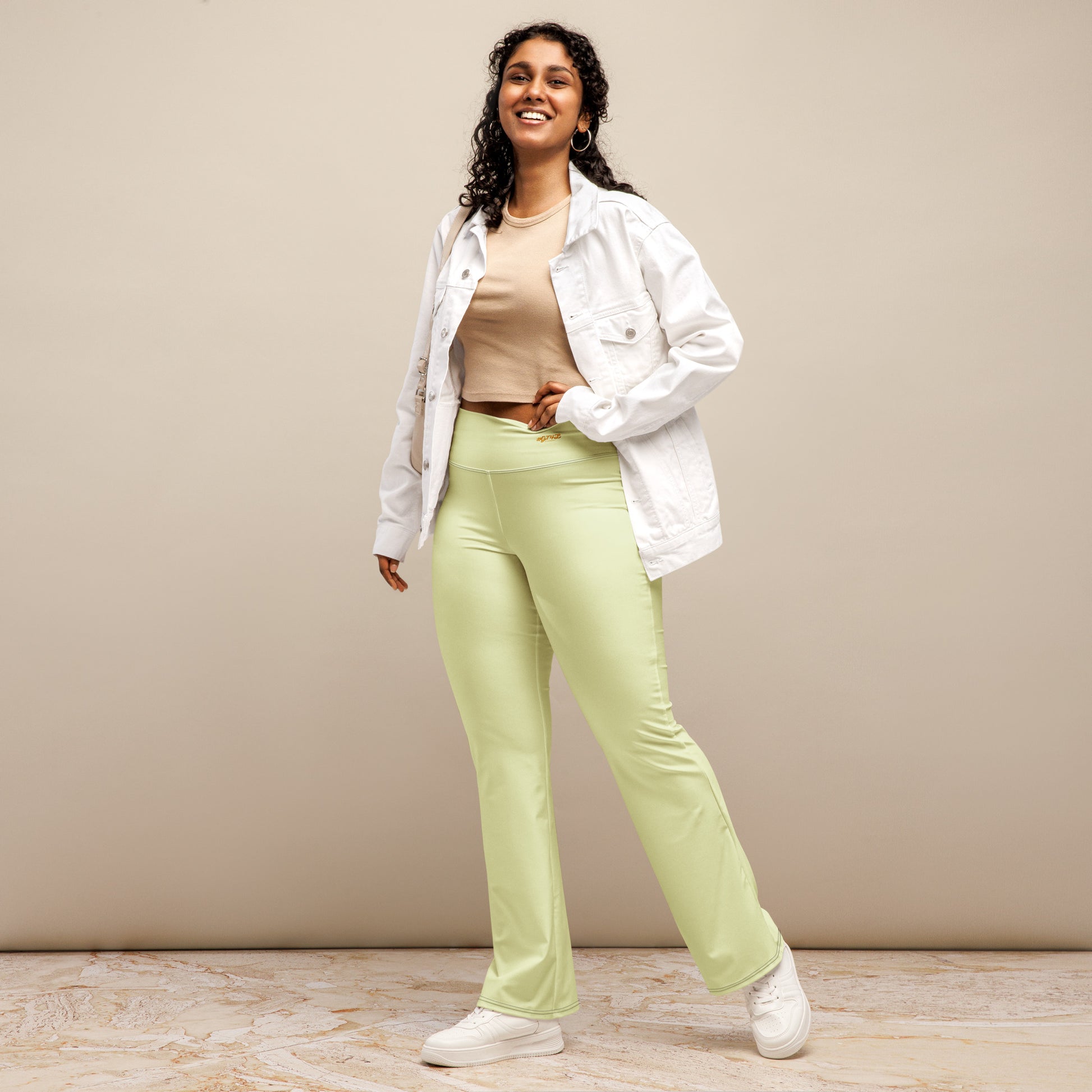 all-over-print-flare-leggings-green-front-67615240489e6