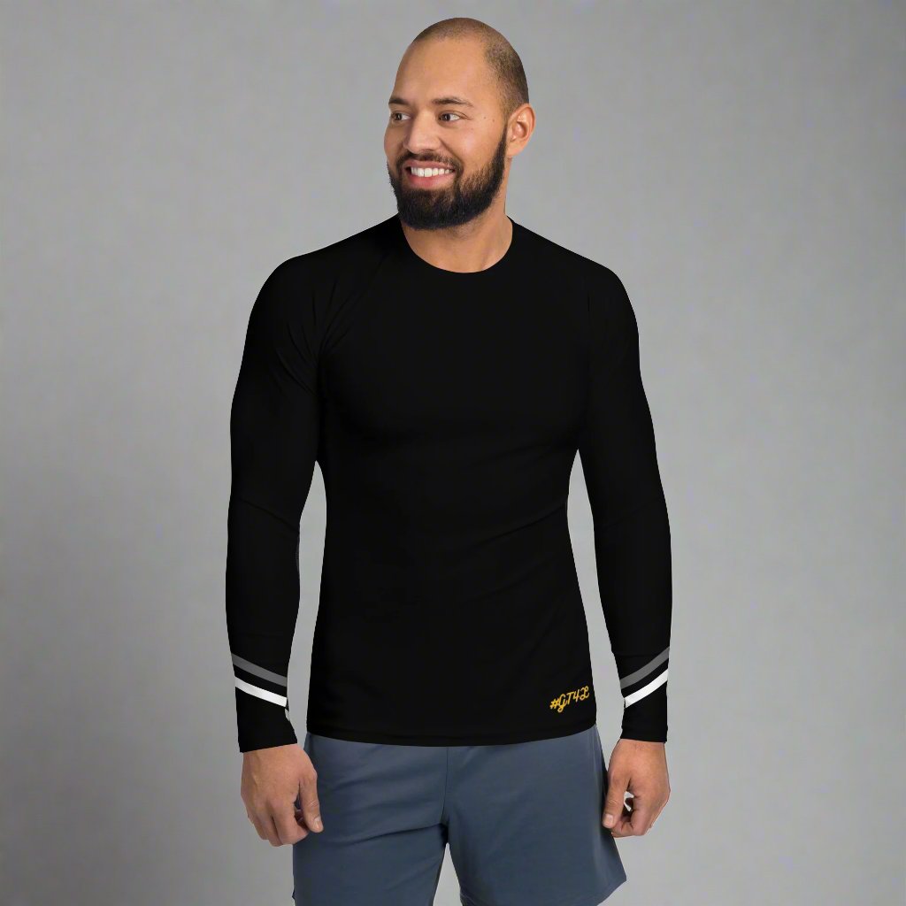 GT4L Men's Black Striped Performance Long Sleeve