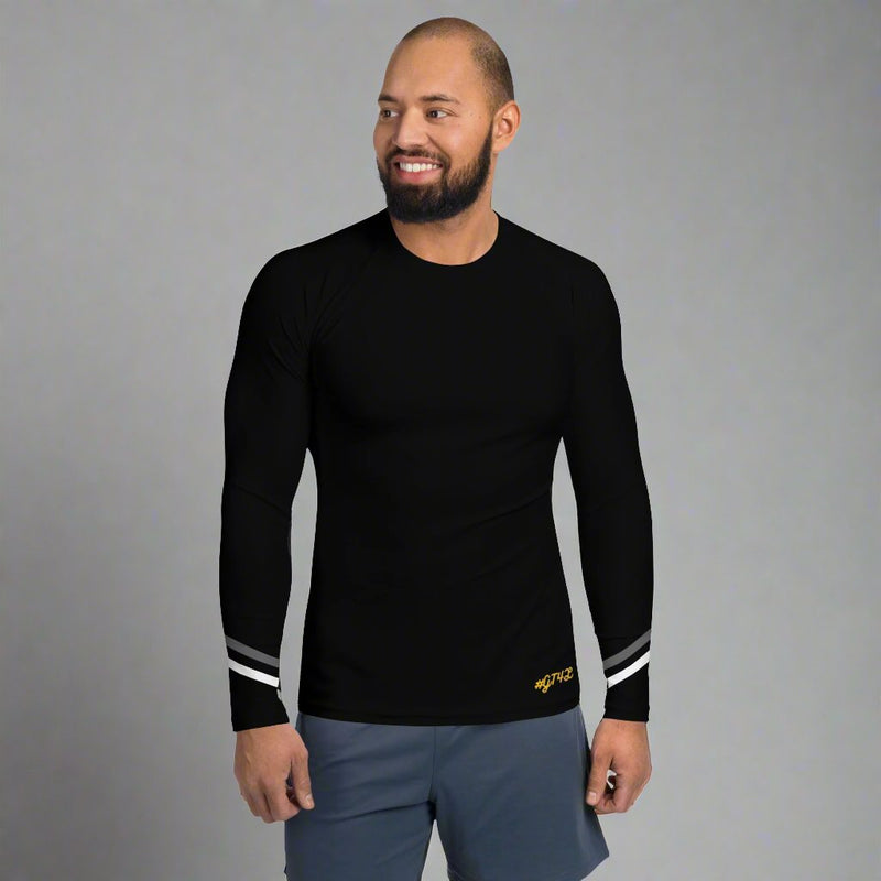 GT4L Men's Black Striped Performance Long Sleeve