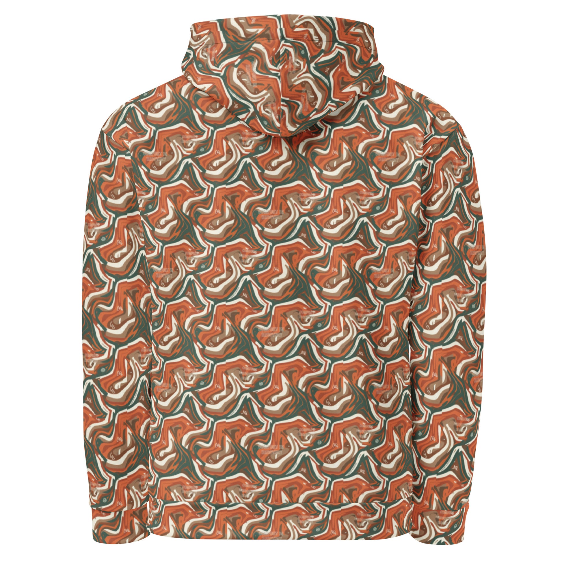 Patterned jacket with a hood on a white background