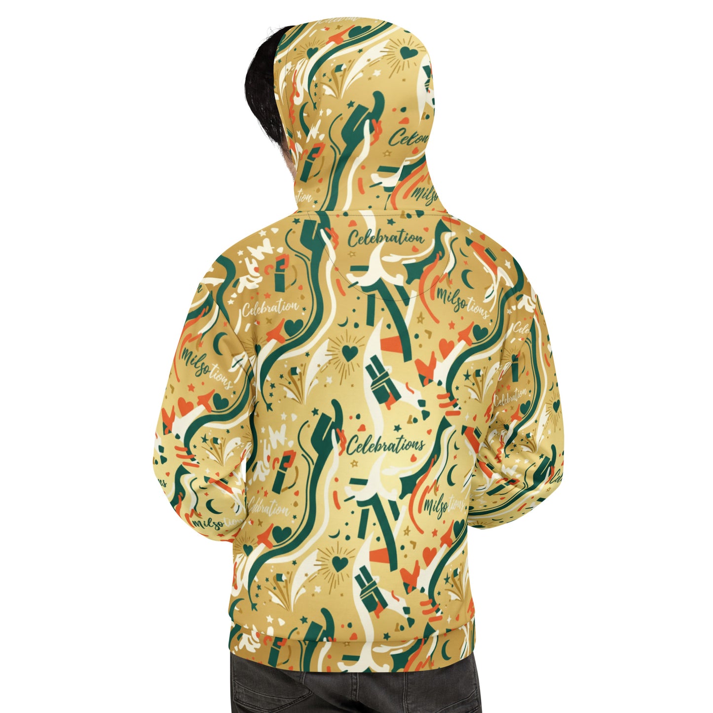 Hoodie with colorful pattern on a white background