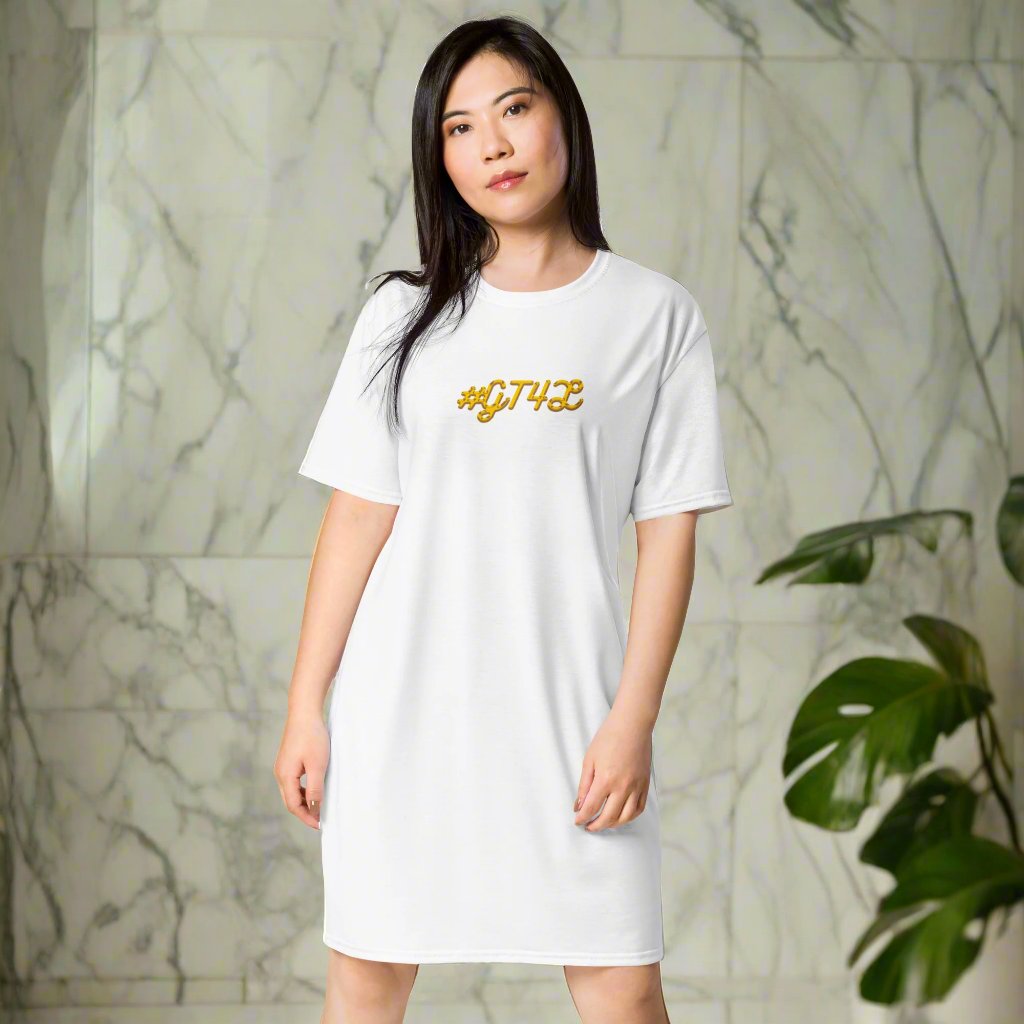 GT4L Women's White T-Shirt Dress