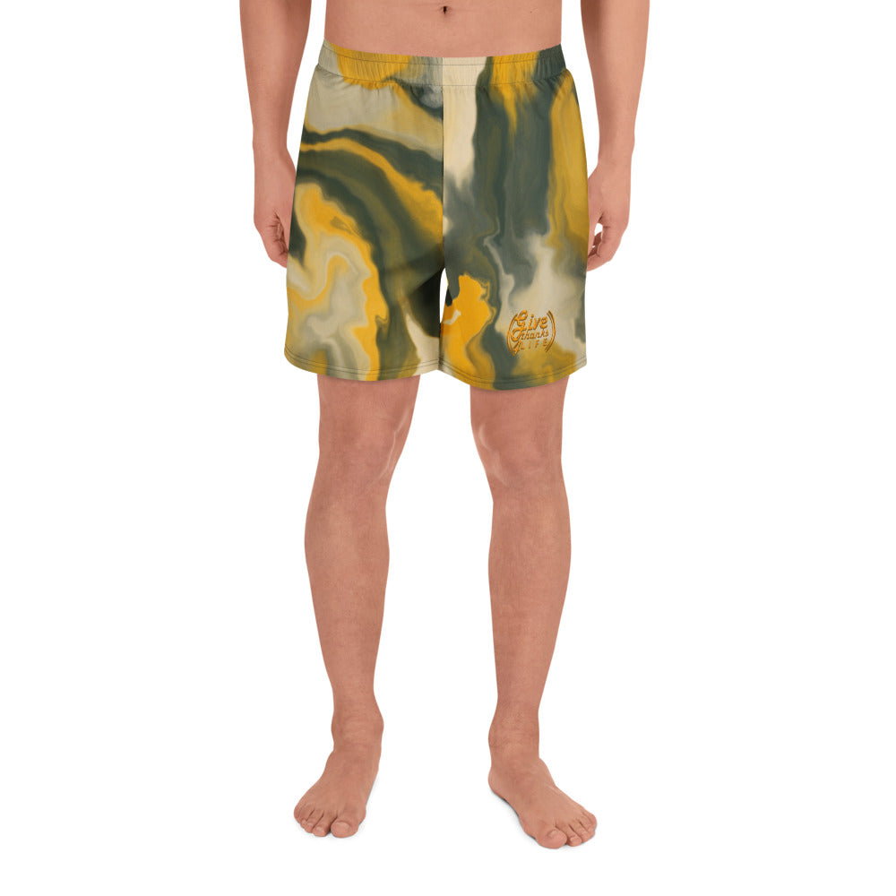 Person wearing a colorful swimsuit with a white background