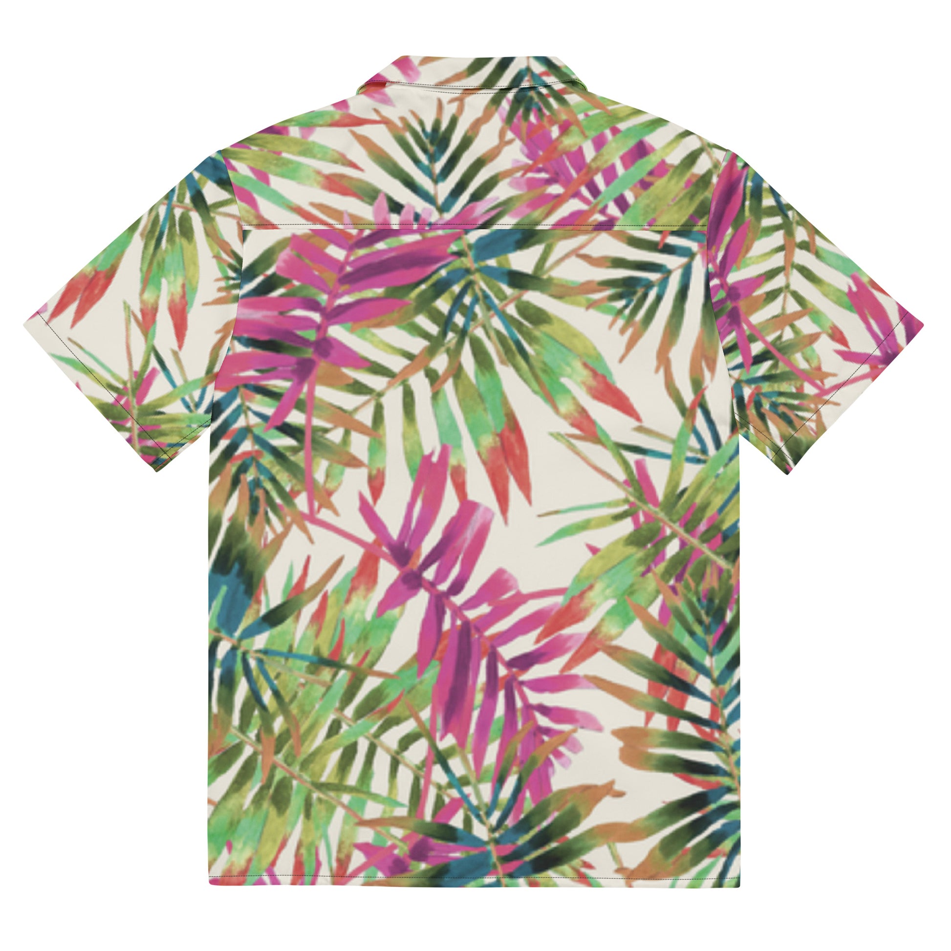 Colorful tropical leaf pattern shirt on a white background
