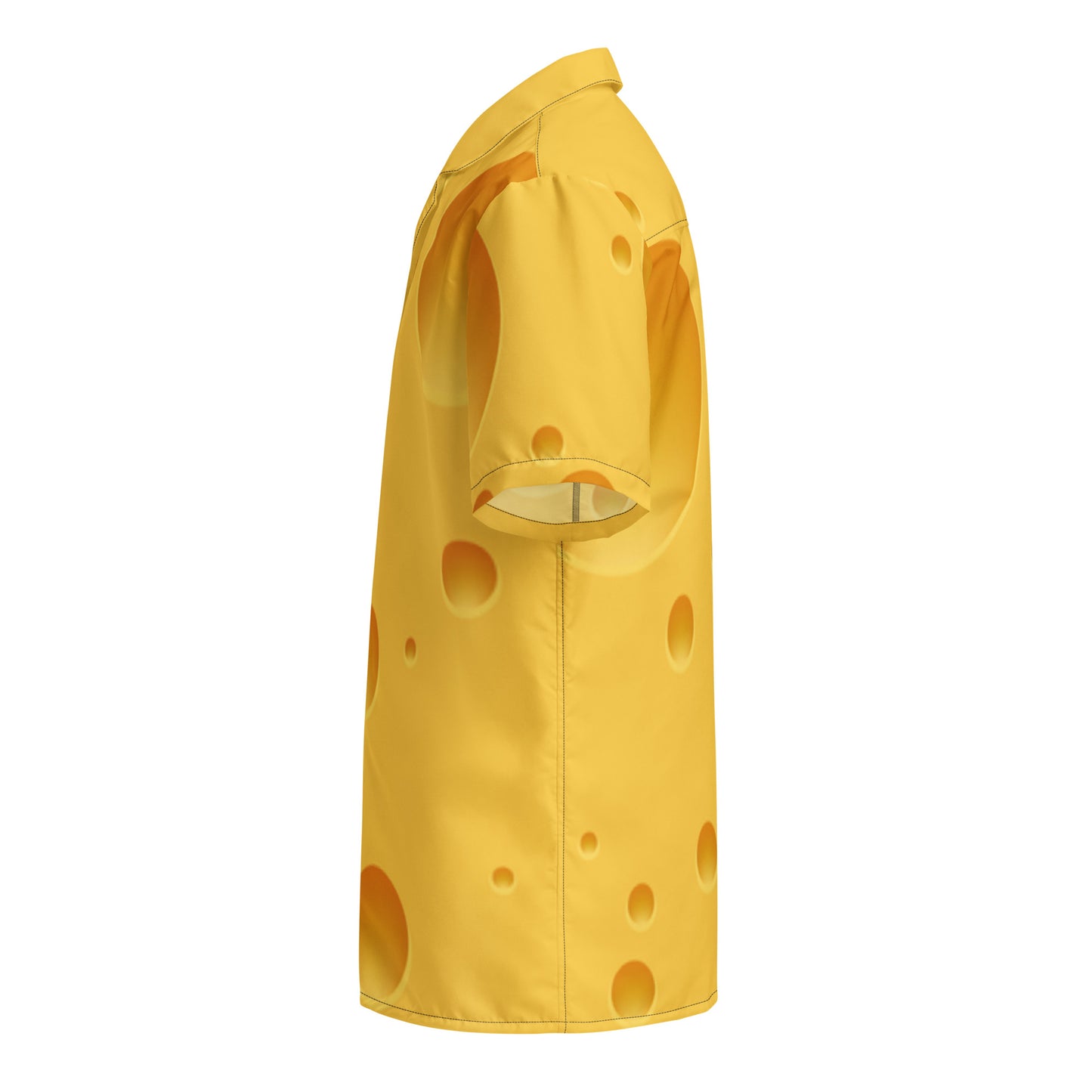 Yellow shirt with cheese pattern on a white background