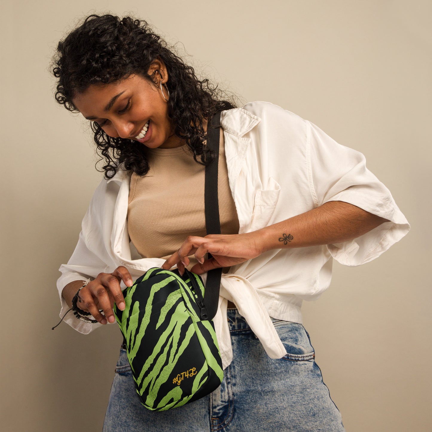 all-over-print-utility-crossbody-bag-green zebra-front-67927a89d0a63