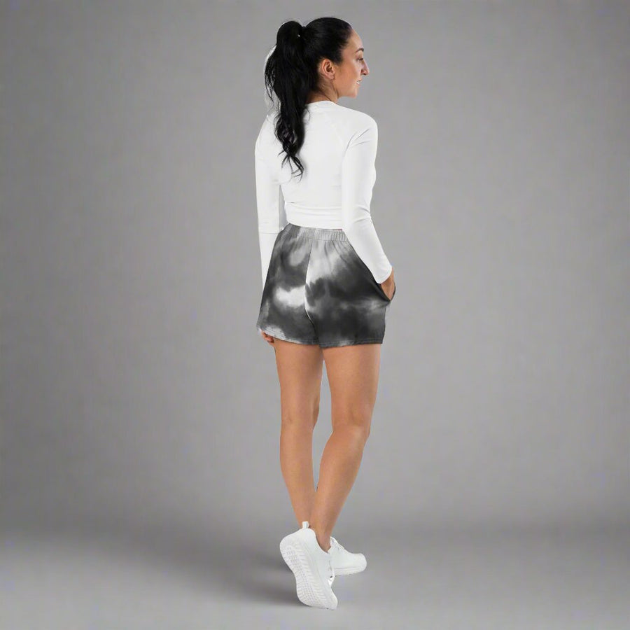 GT4L Women's Grey Tie Dye Recycled Athletic Shorts, view 4