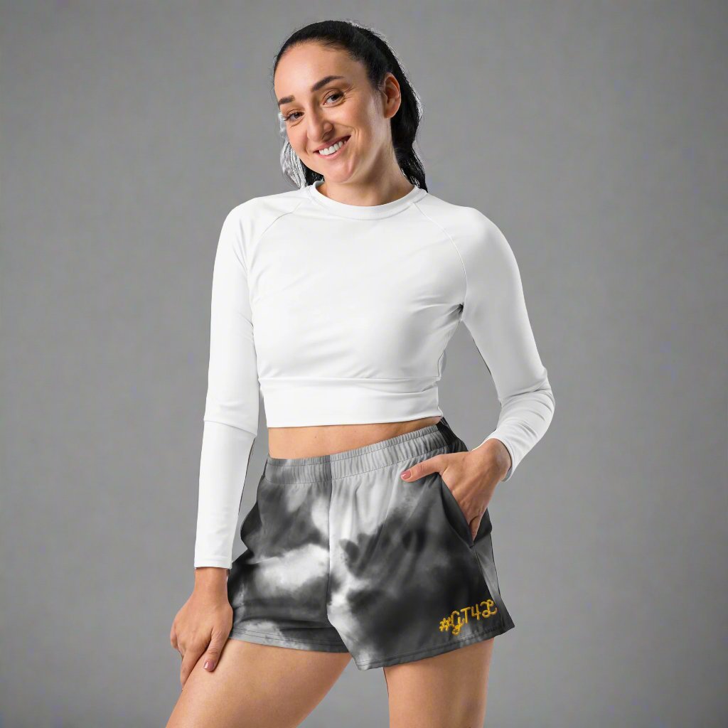 GT4L Women's Grey Tie Dye Recycled Athletic Shorts