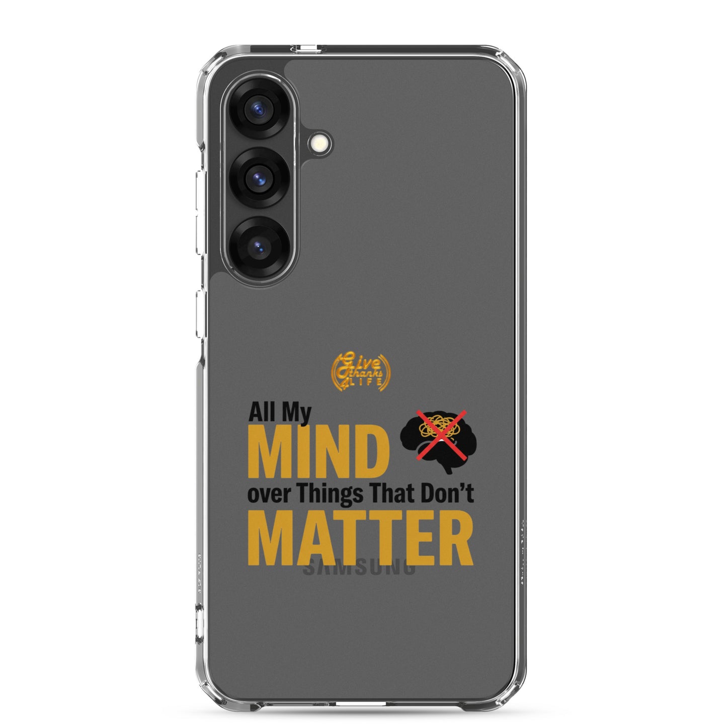 Phone case with motivational quote on a white background