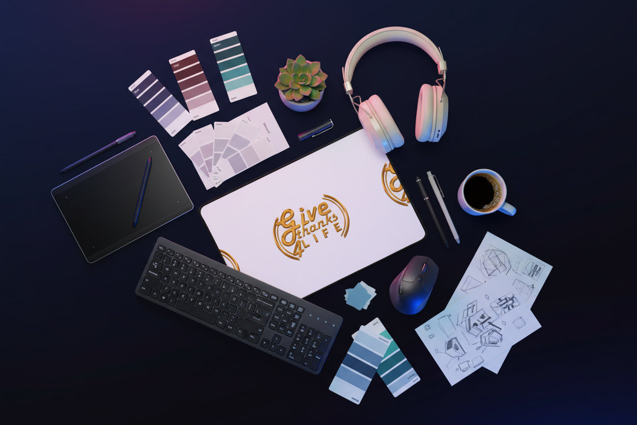 Gaming setup with keyboard, mouse, and headset on a dark background