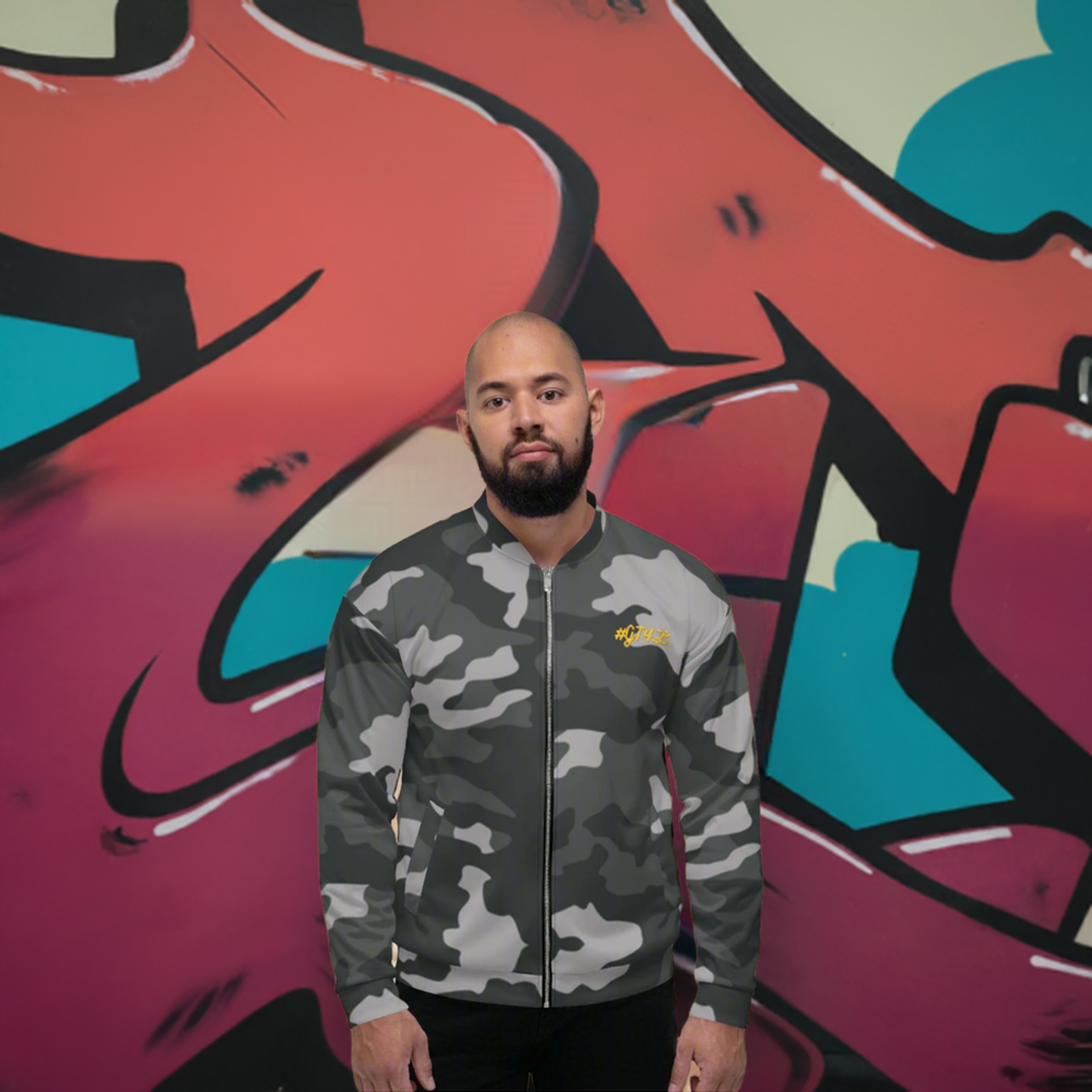 GT4L Men's Camo Bomber Jacket, view 3