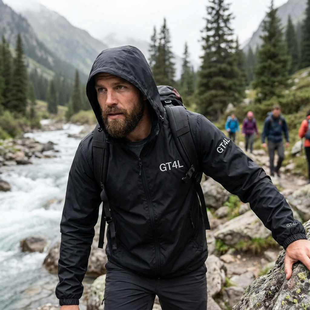 GT4L Men's Embroidered Windbreaker | Water-Repellent Jacket | UK