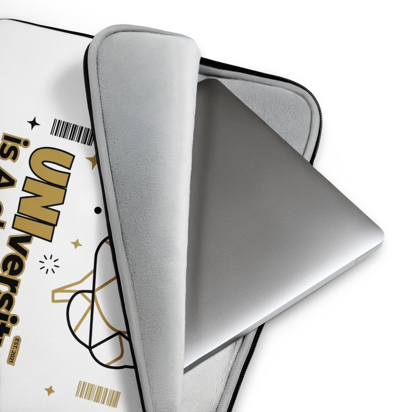 Laptop with a gray sleeve on a white background