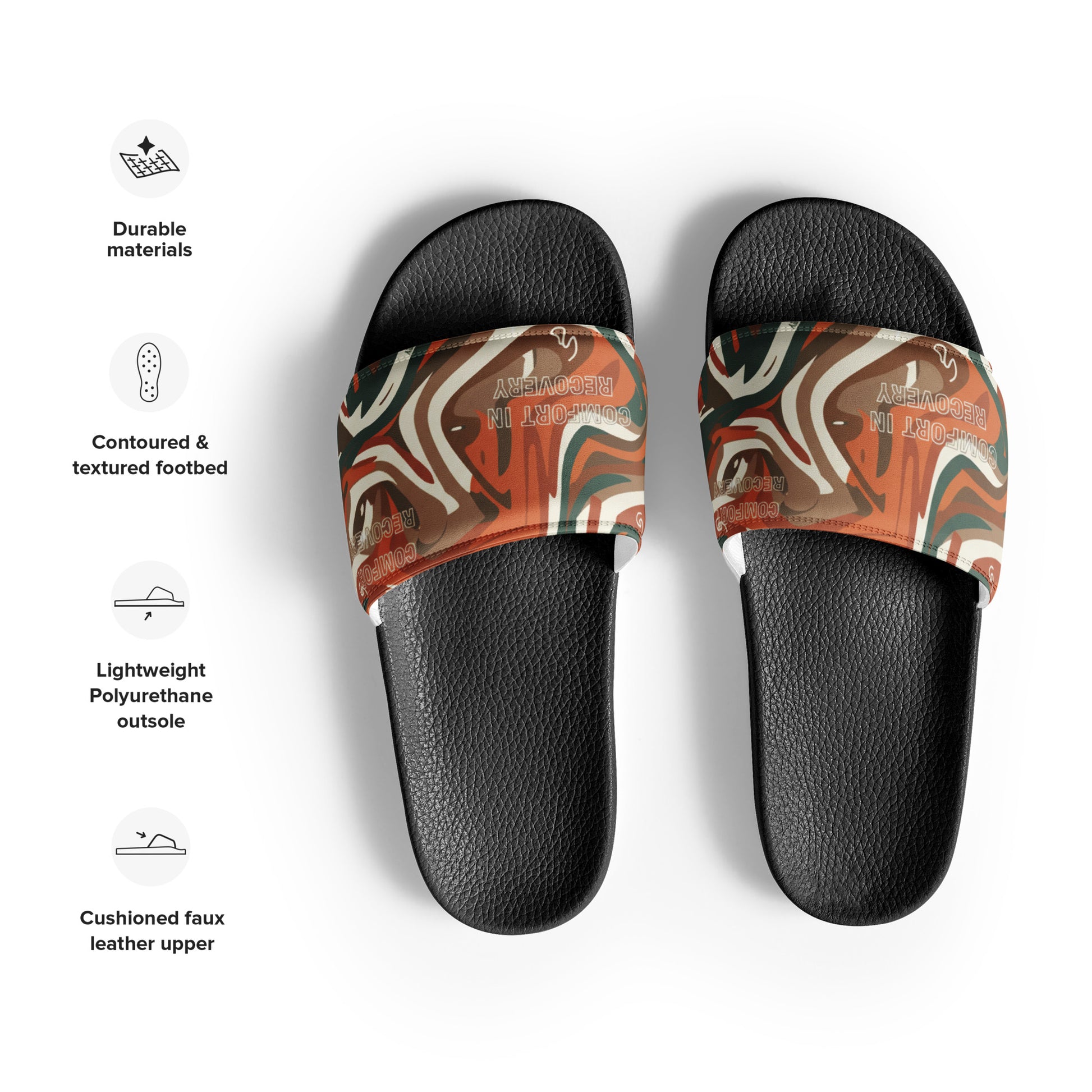 Pair of slides with a patterned band on a white background