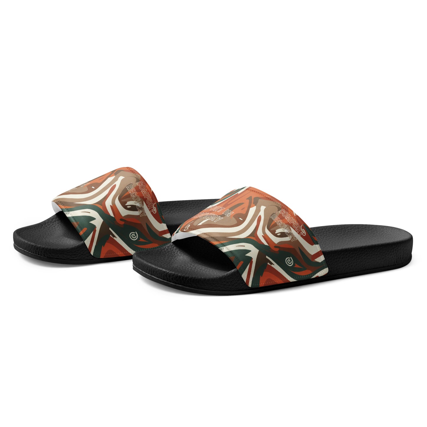 Pair of sandals with a Union Jack design on a white background