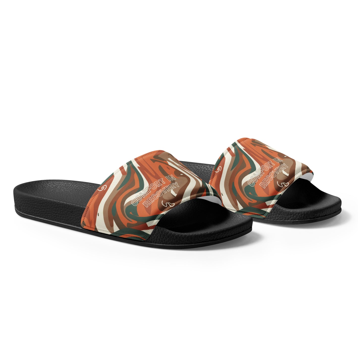 Pair of slides with a marbled pattern on a white background