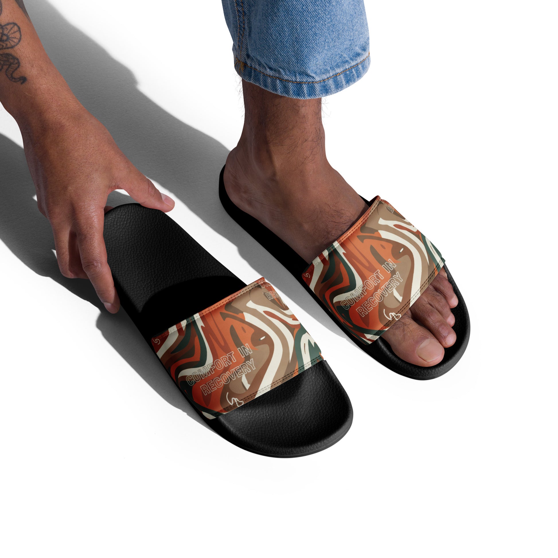 Black slides with a colorful pattern on a white background