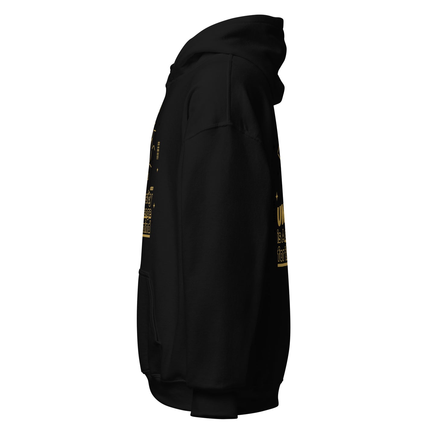Black hoodie with red accents on a white background