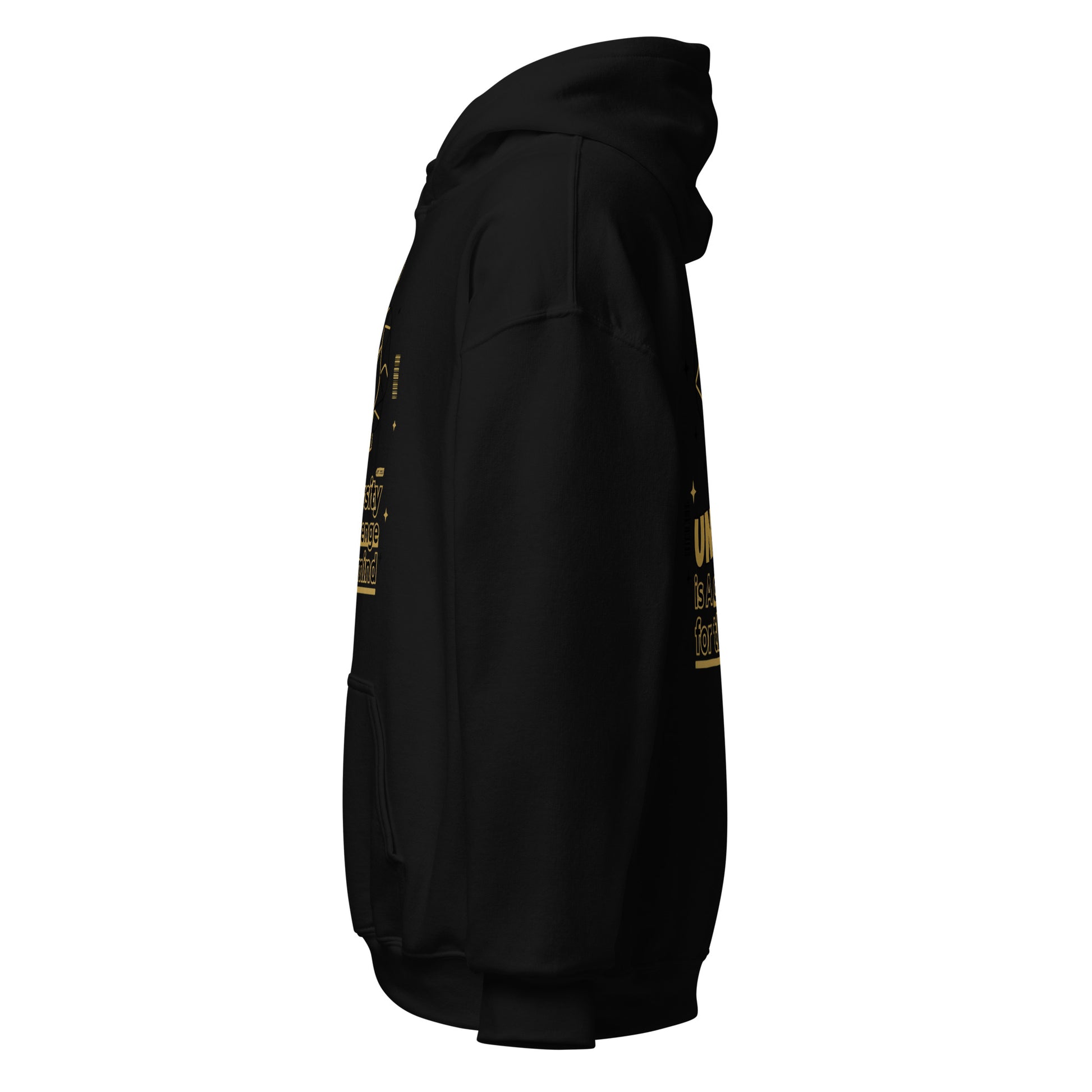 Black hoodie with red accents on a white background