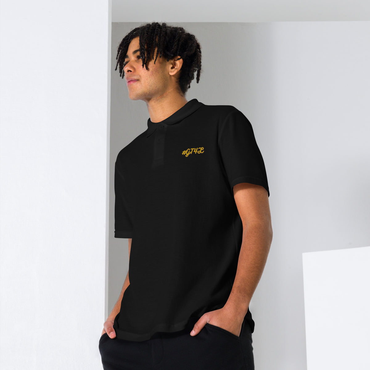 GT4L Men's Embroidered Pique Polo Shirt, view 3