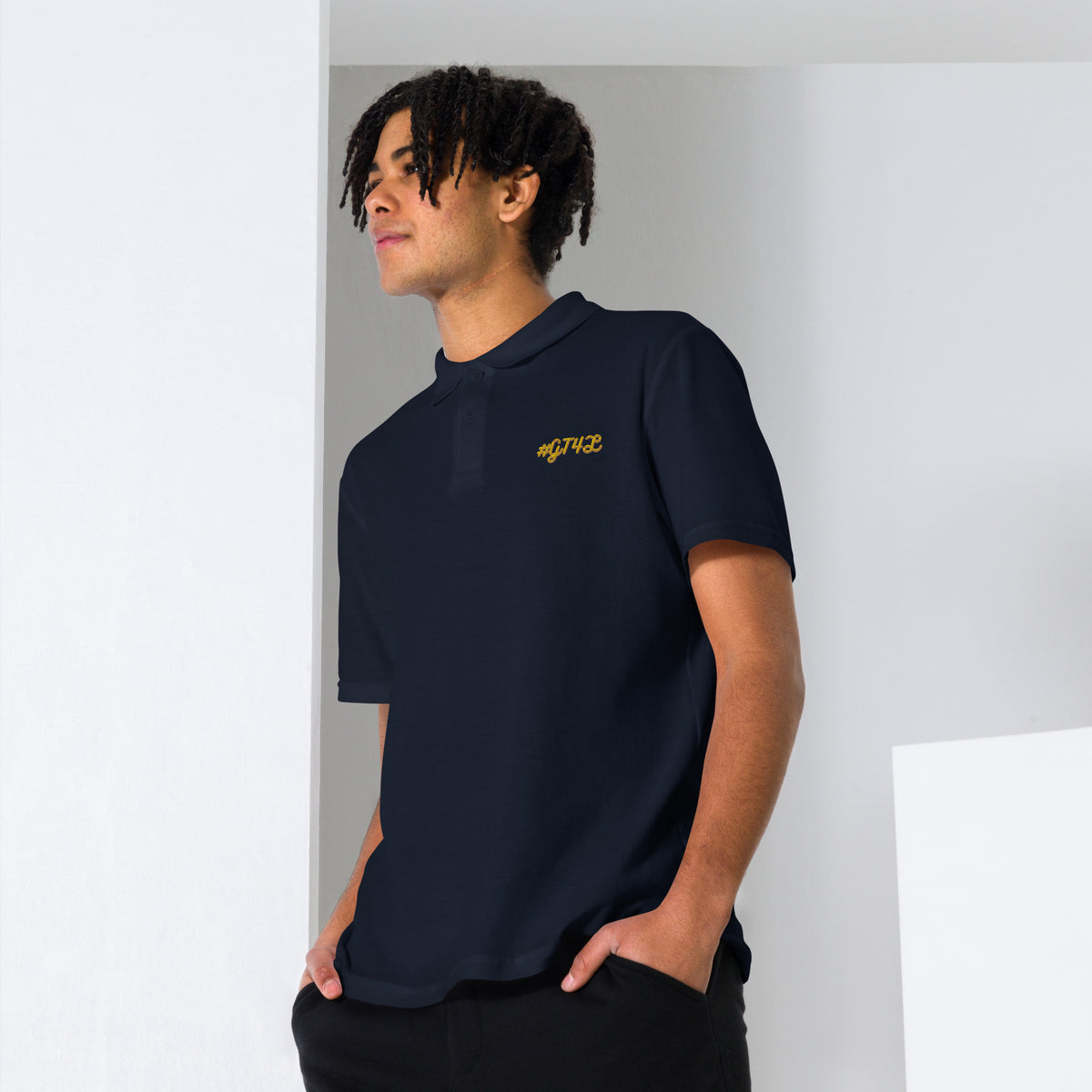 GT4L Men's Embroidered Pique Polo Shirt, view 6