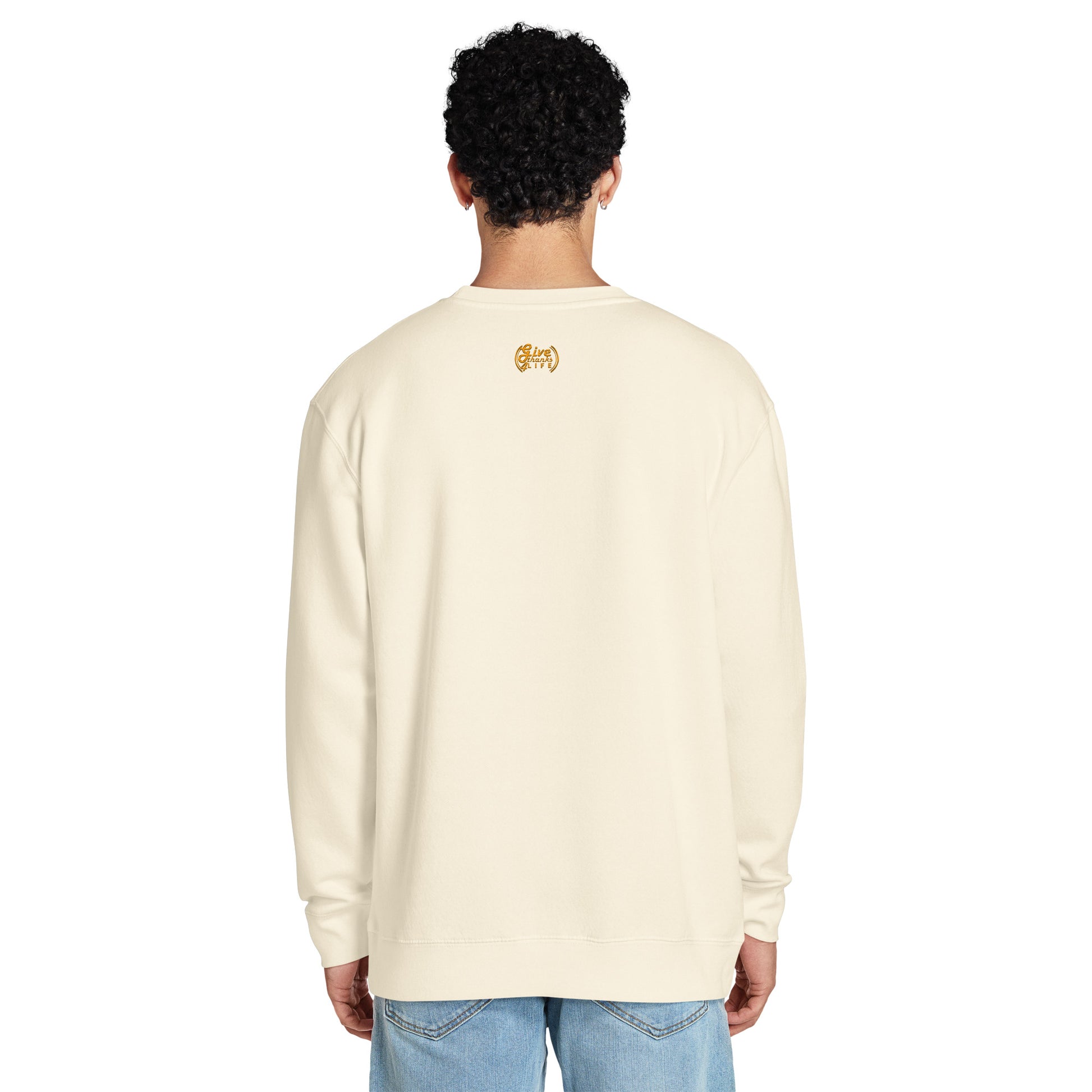 Sandshell crewneck Sweatshirt back, on a white background