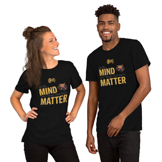 Two people wearing black t-shirts with 'Rest is Power' text on a white background