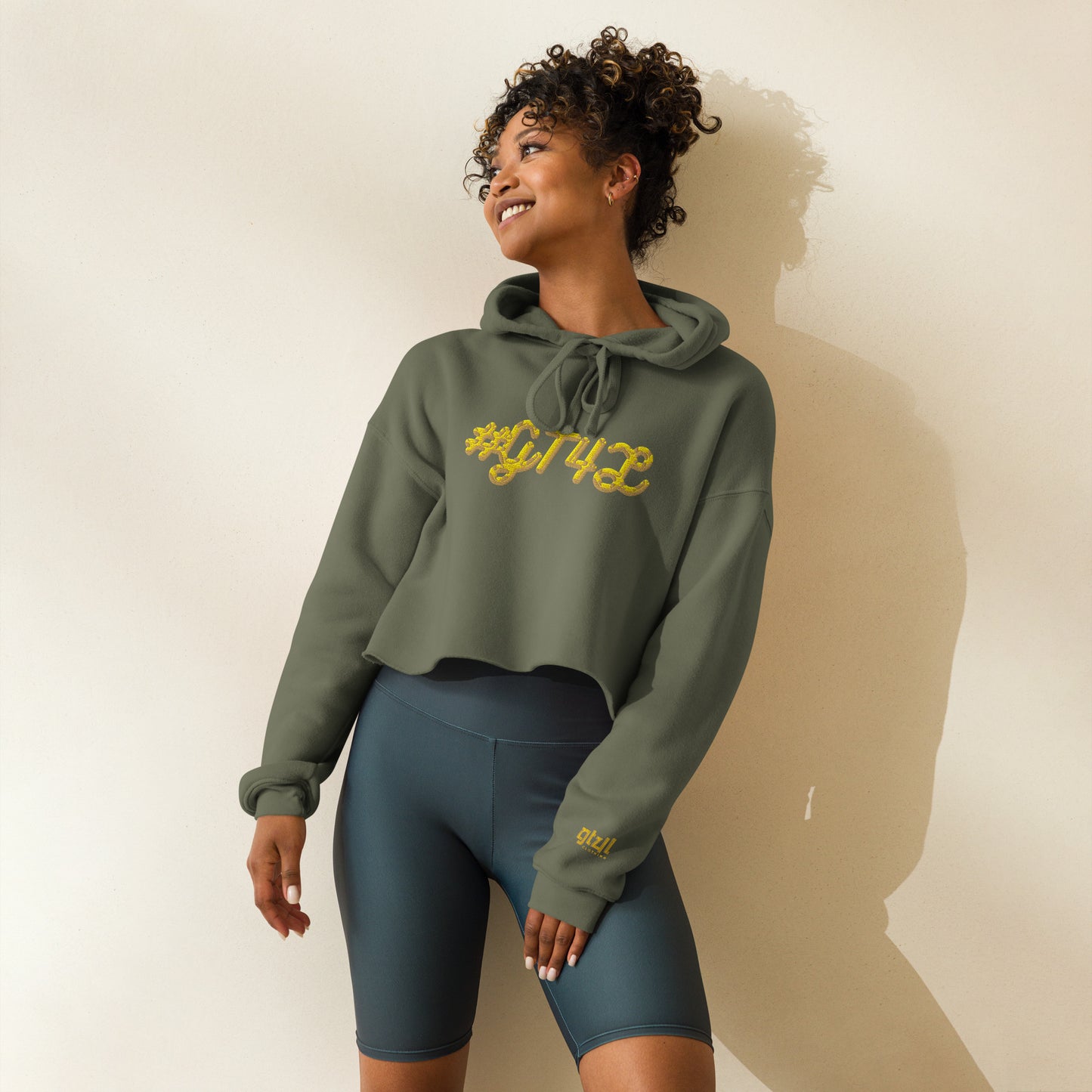 womens-cropped-hoodie-military-green-front-674250d0eb869