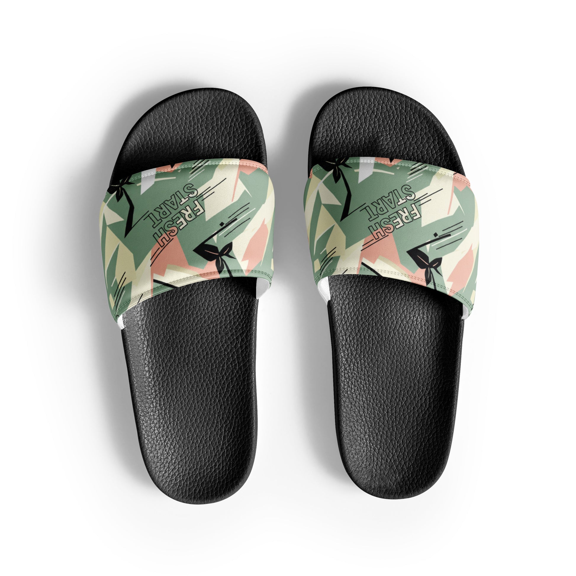 Pair of slides with a camouflage pattern on a white background