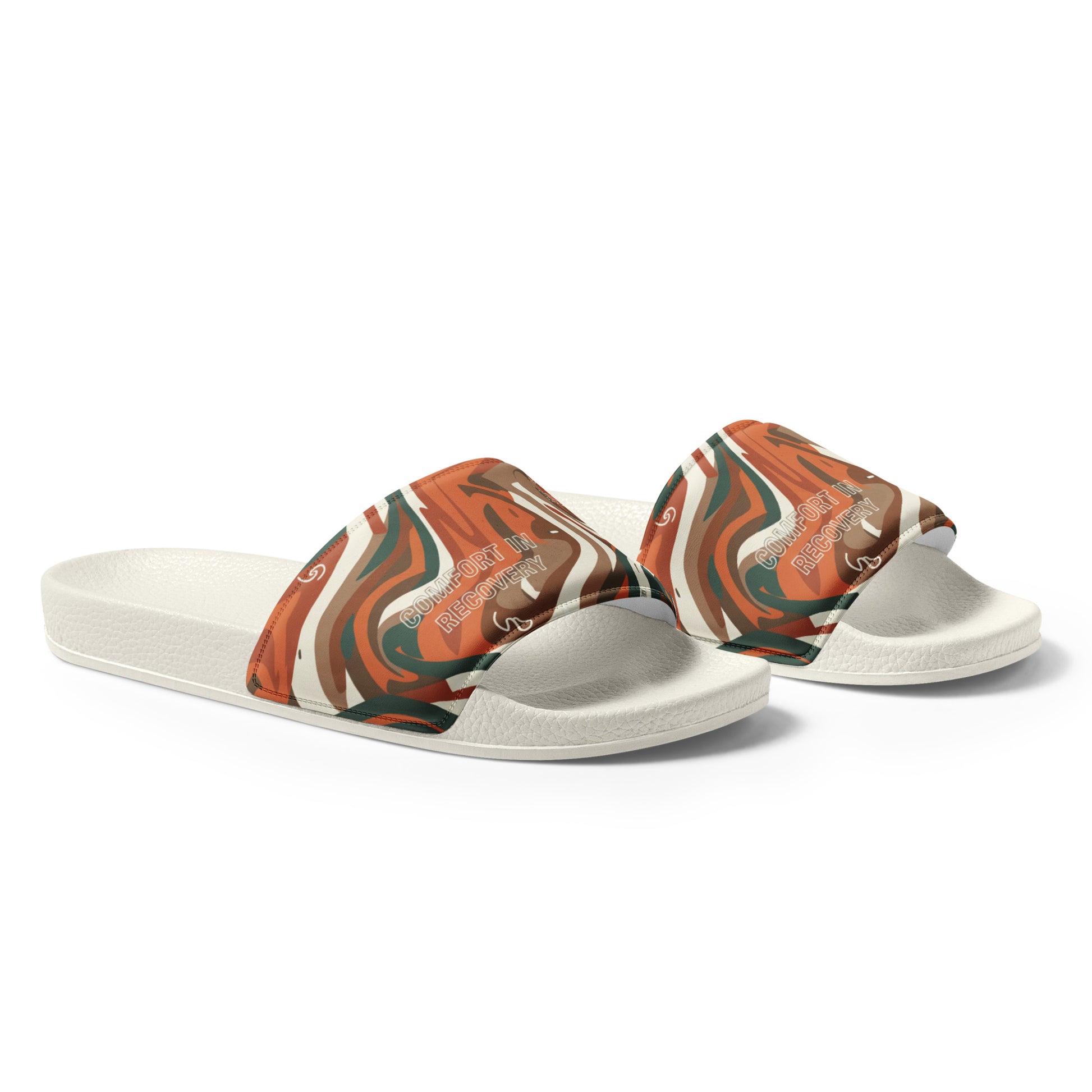 Pair of slides with marbled design on a white background