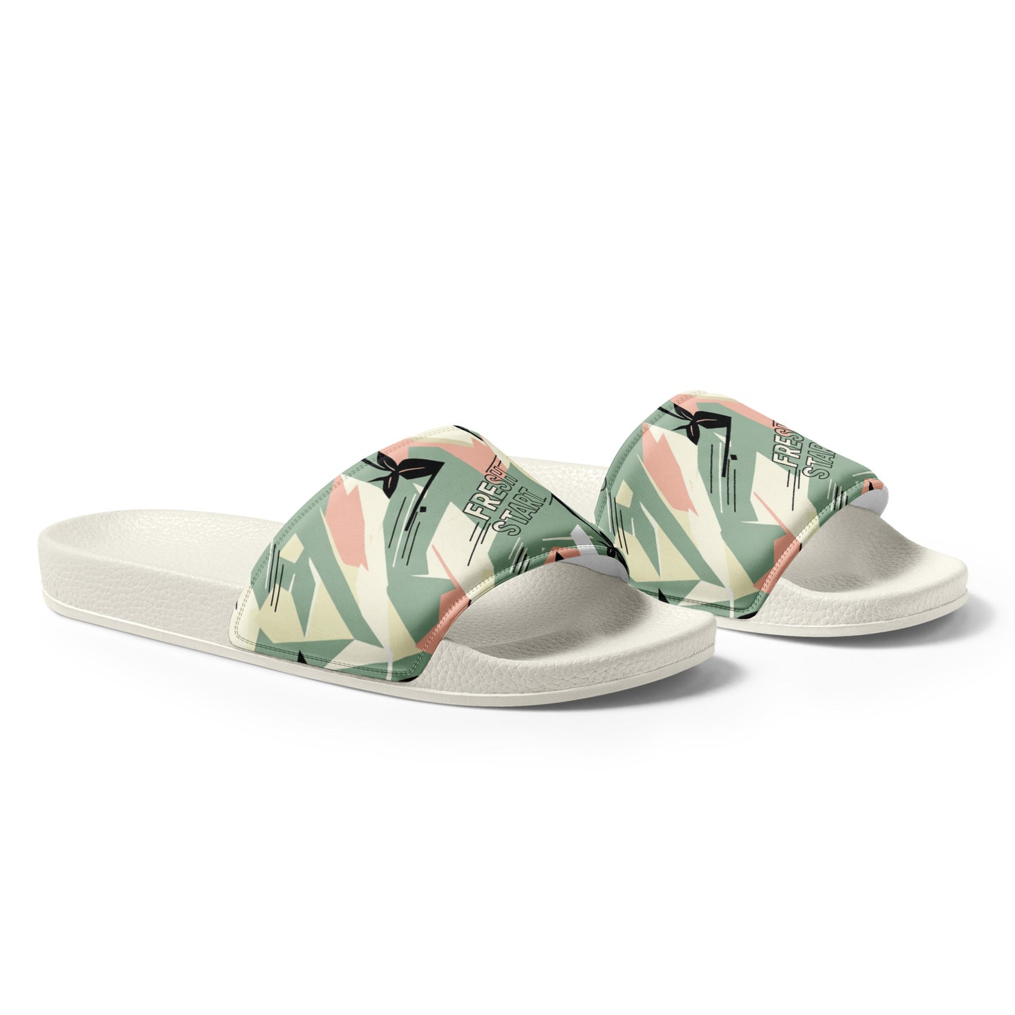 Pair of slides with tropical pattern on a white background