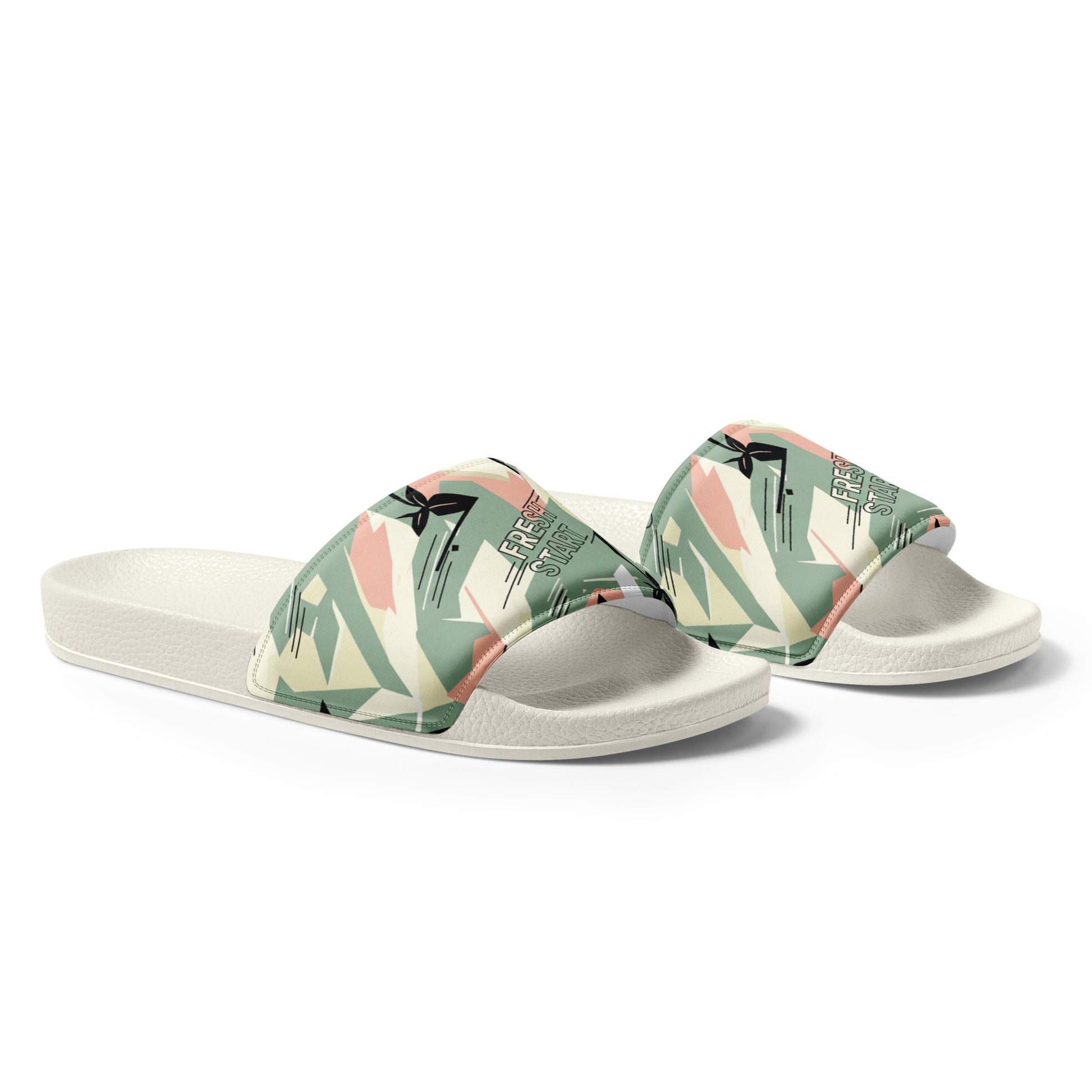 Pair of slides with tropical pattern on a white background