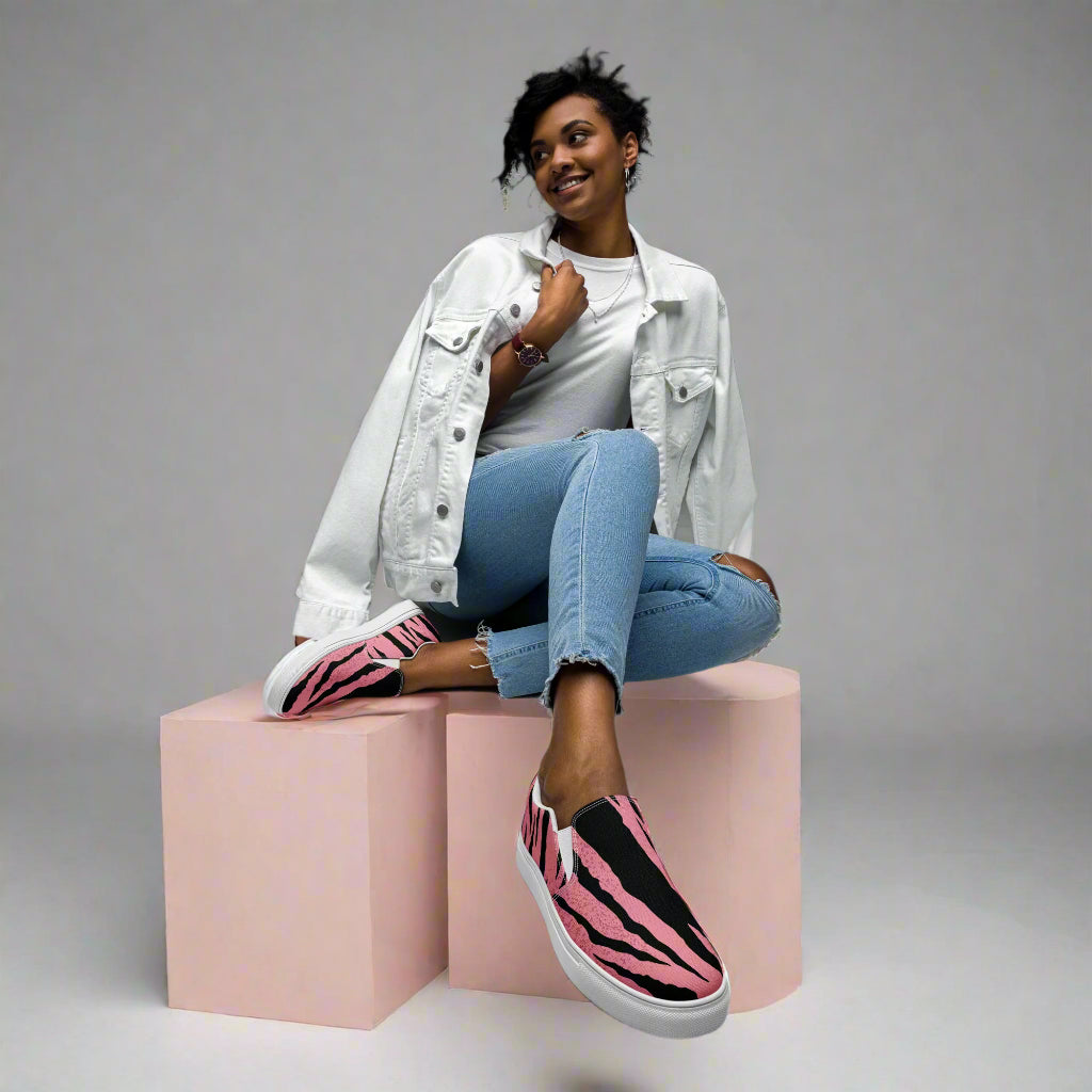 womens-slip-on-canvas-shoes-tiger pink-front-6793f466280fa