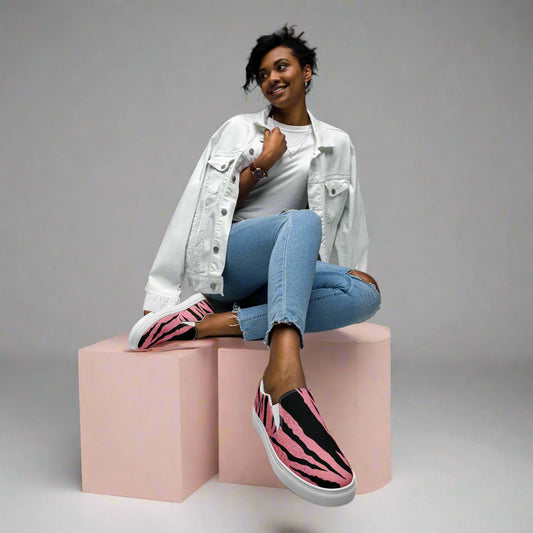 womens-slip-on-canvas-shoes-tiger pink-front-6793f466280fa