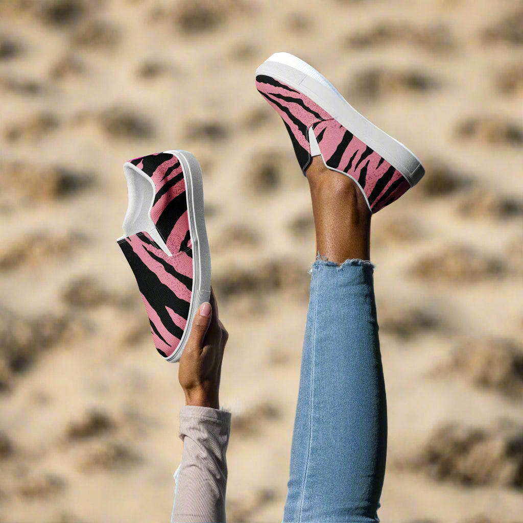 womens-slip-on-canvas-shoes-zebra pink-front right-6793f466280fa