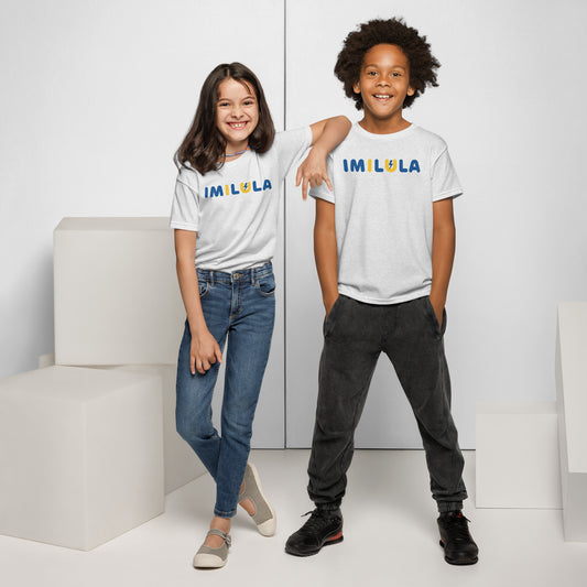 Two children wearing matching white t-shirts with 'RILEY RU.' text on a white background.