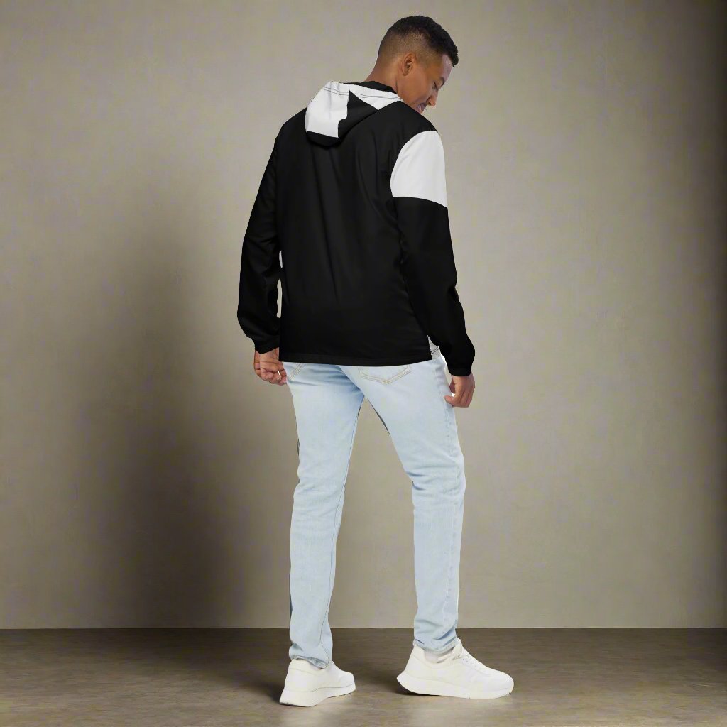 GT4L Men's Black Grey Patchwork Windbreaker, view 4