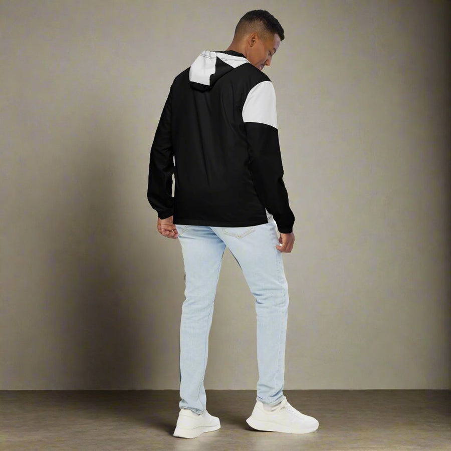 GT4L Men's Black Grey Patchwork Windbreaker, view 4